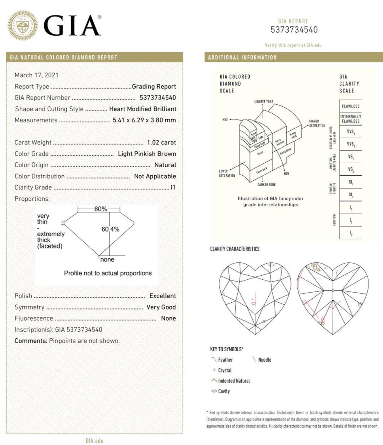 1.02CT PINK HEART DIAMOND RING GIA
