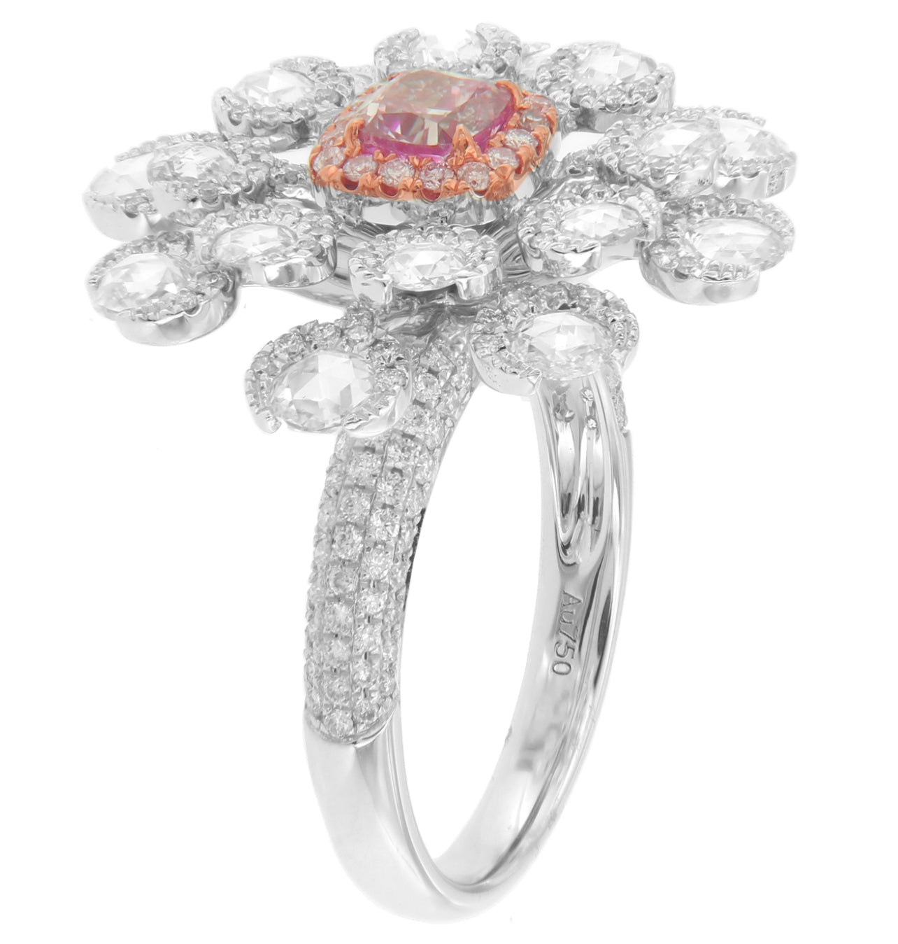 0.51CT PINK CUSHION DIAMOND RING GIA
