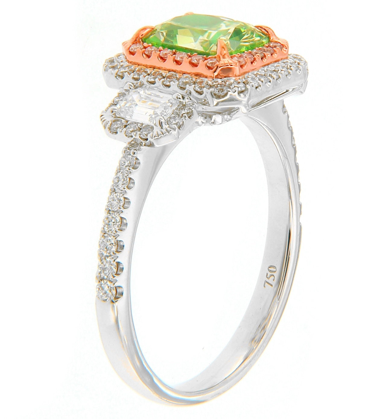 1.51CT VVS2 RADIANT GREEN DIAMOND RING GIA