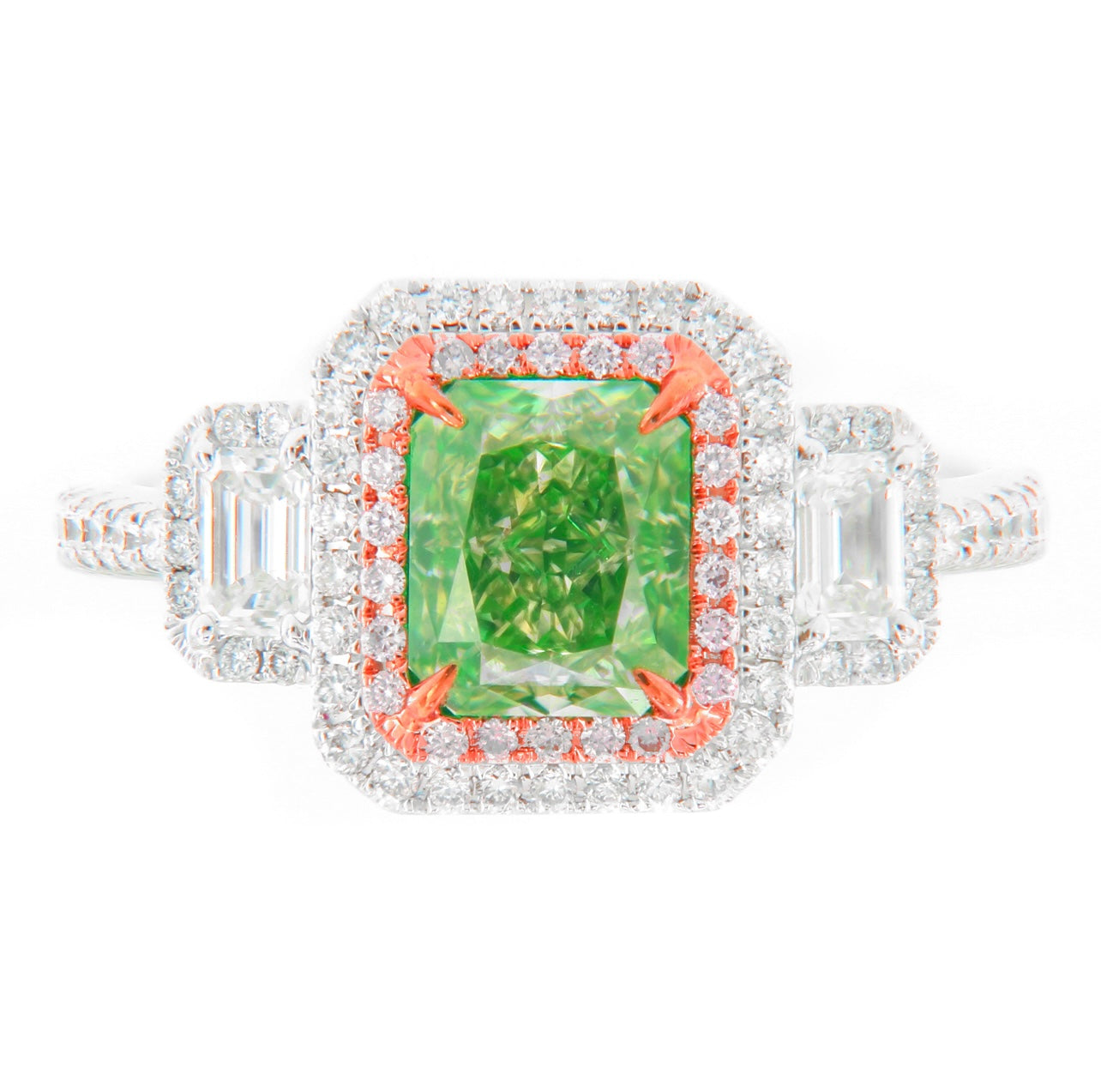 1.51CT VVS2 RADIANT GREEN DIAMOND RING GIA