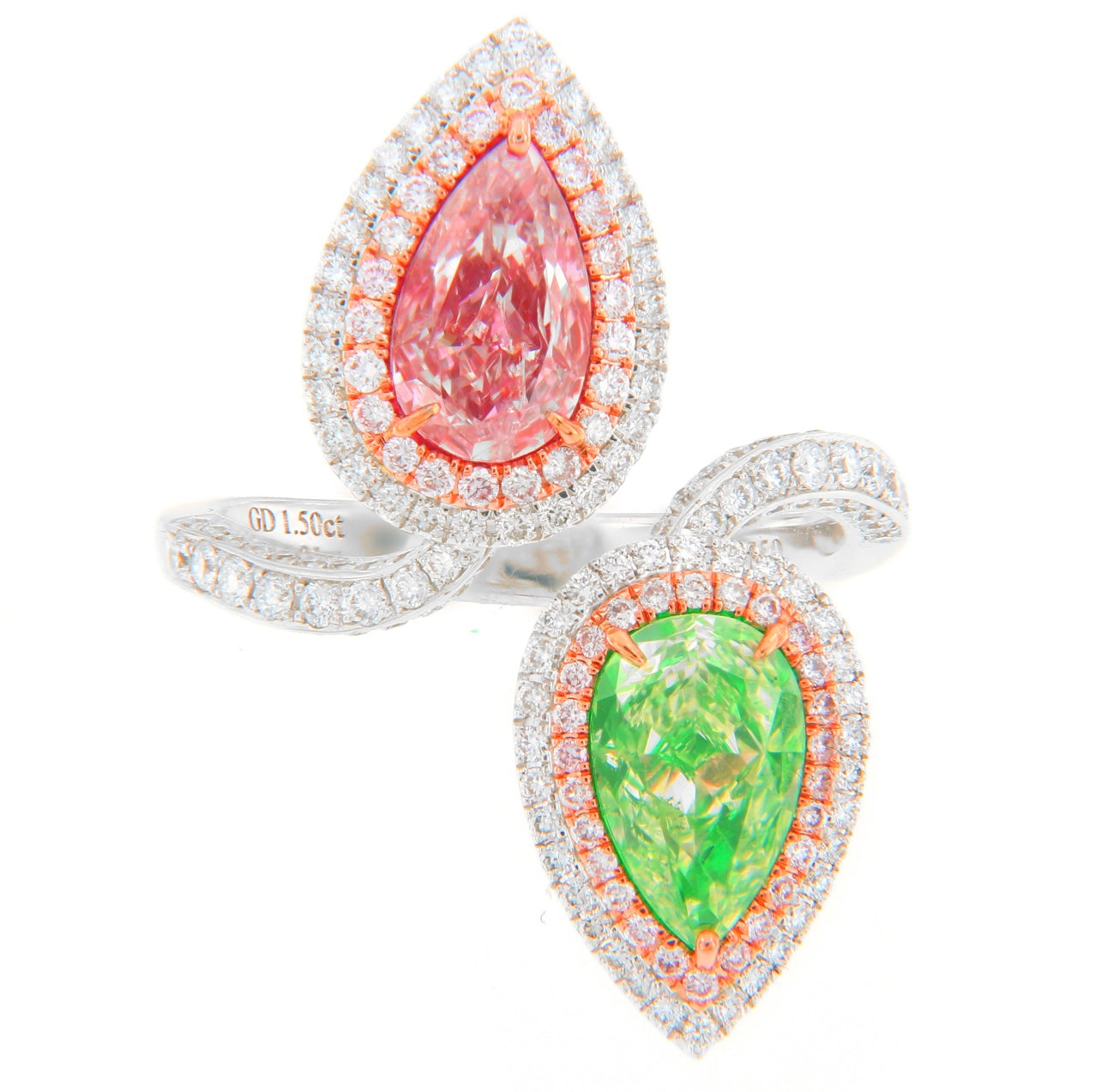 TOI ET MOI GREEN AND PINK DIAMOND GIA