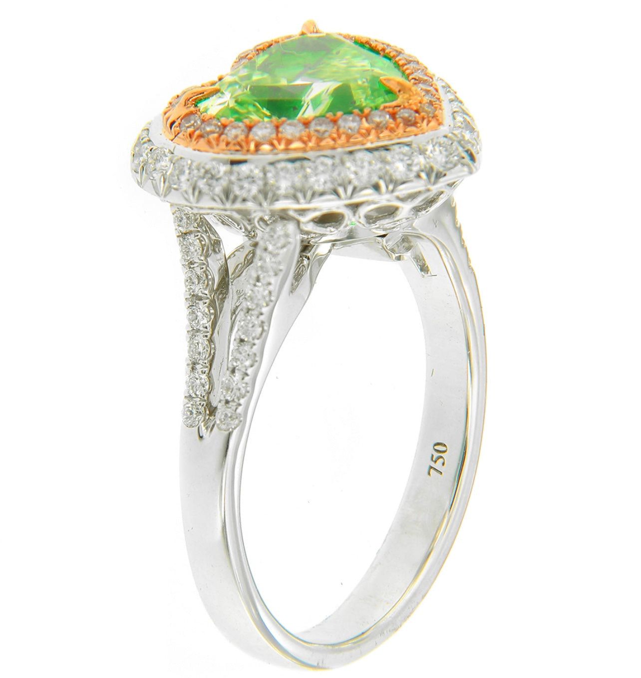 3.01CT GREEN HEART DIAMOND RING GIA