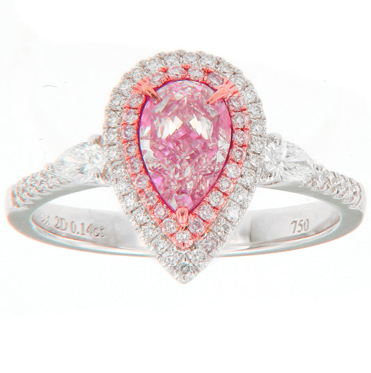 1.02CT PINK PEAR DIAMOND RING GIA