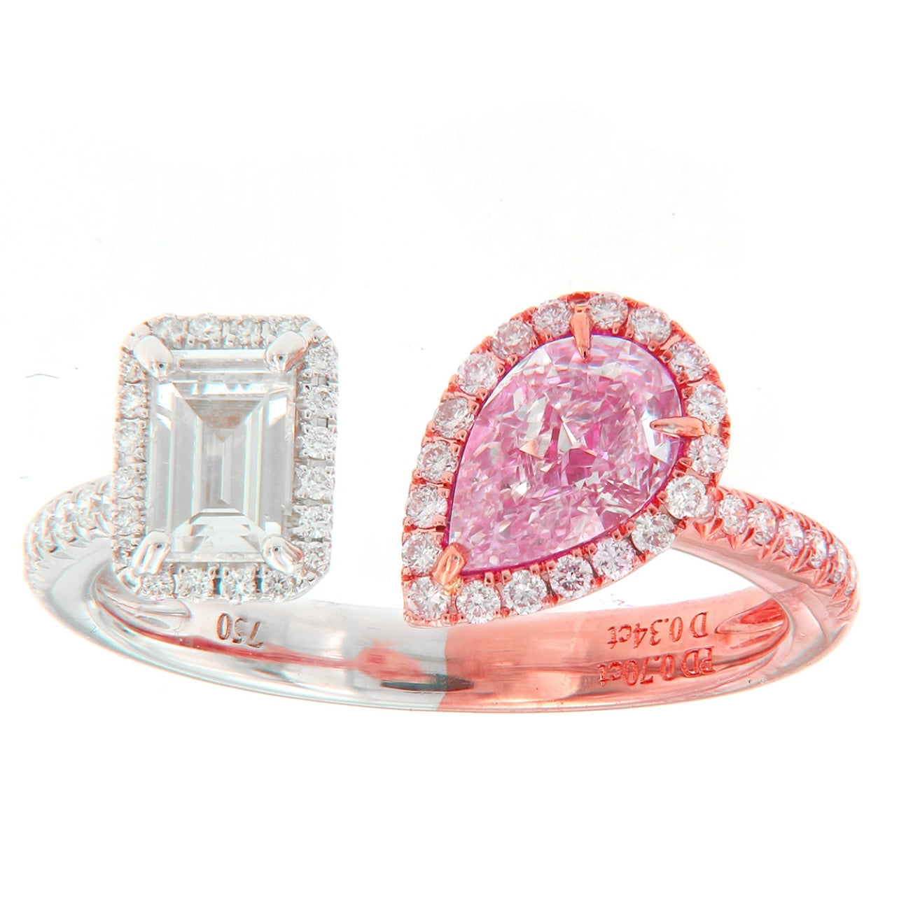 PINK & WHITE DIAMOND TOI ET MOI RING GIA