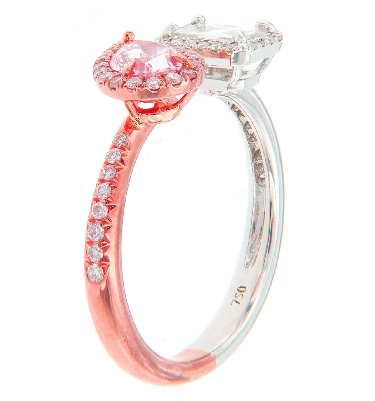 PINK & WHITE DIAMOND TOI ET MOI RING GIA