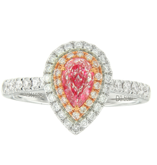 0.50CT PINK PEAR DIAMOND RING GIA