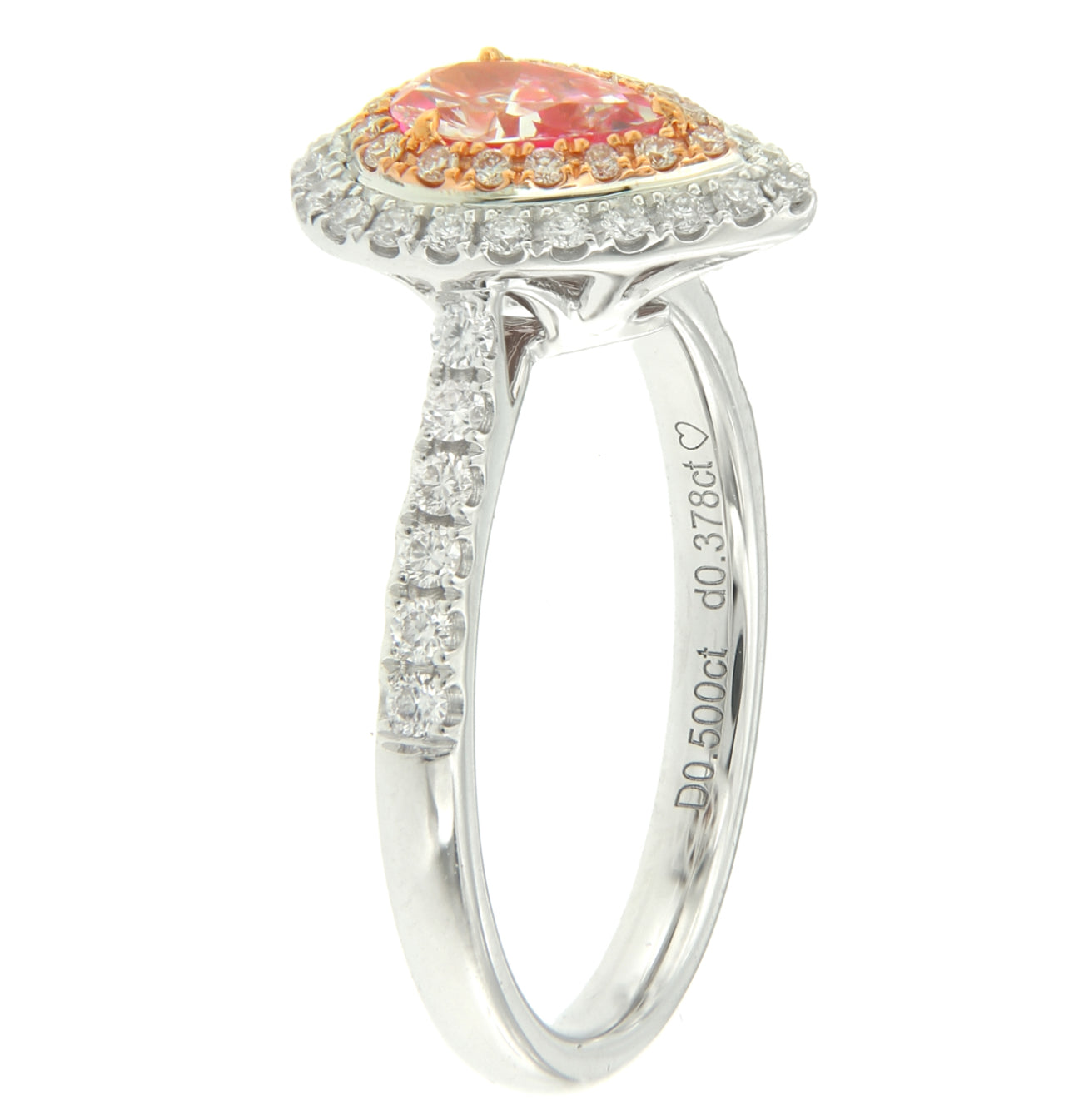 0.50CT PINK PEAR DIAMOND RING GIA