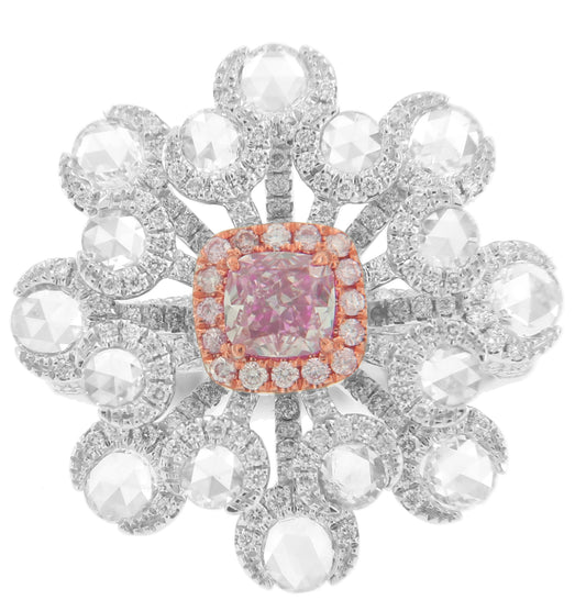 0.51CT PINK CUSHION DIAMOND RING GIA