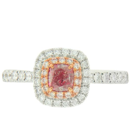 0.51CT PINK CUSHION DIAMOND RING GIA