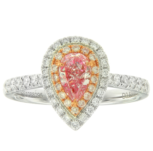 0.53CT PINK PEAR DIAMOND RING GIA