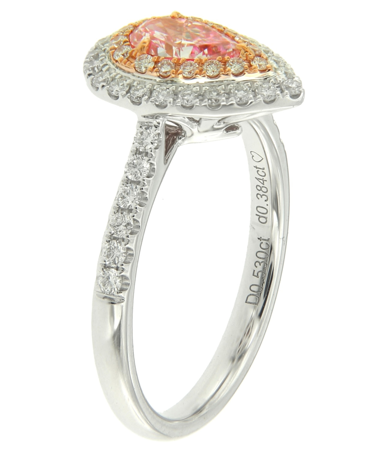 0.53CT PINK PEAR DIAMOND RING GIA