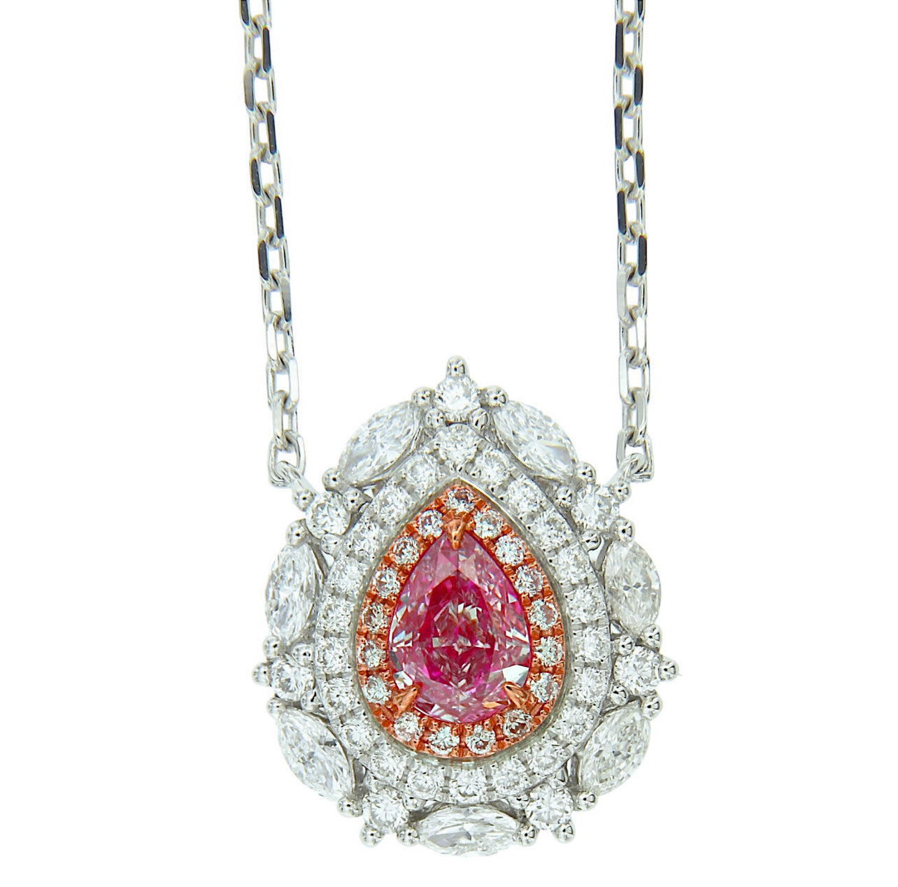 0.50CT PINK PEAR DIAMOND NECKLACE GIA