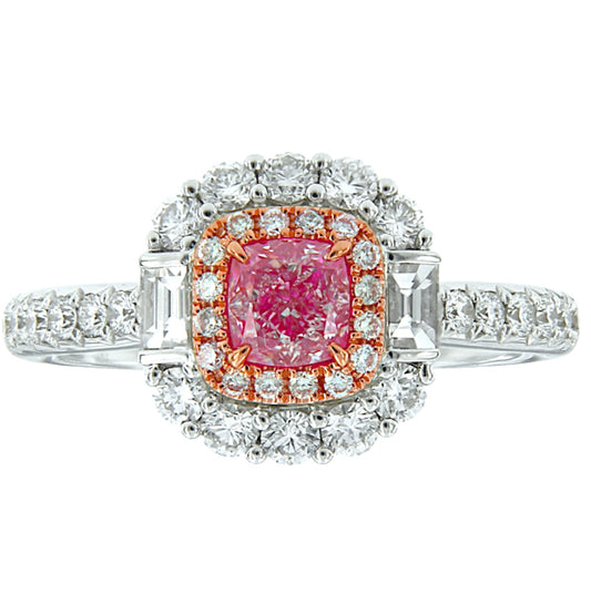 0.50CT PINK CUSHION DIAMOND RING GIA