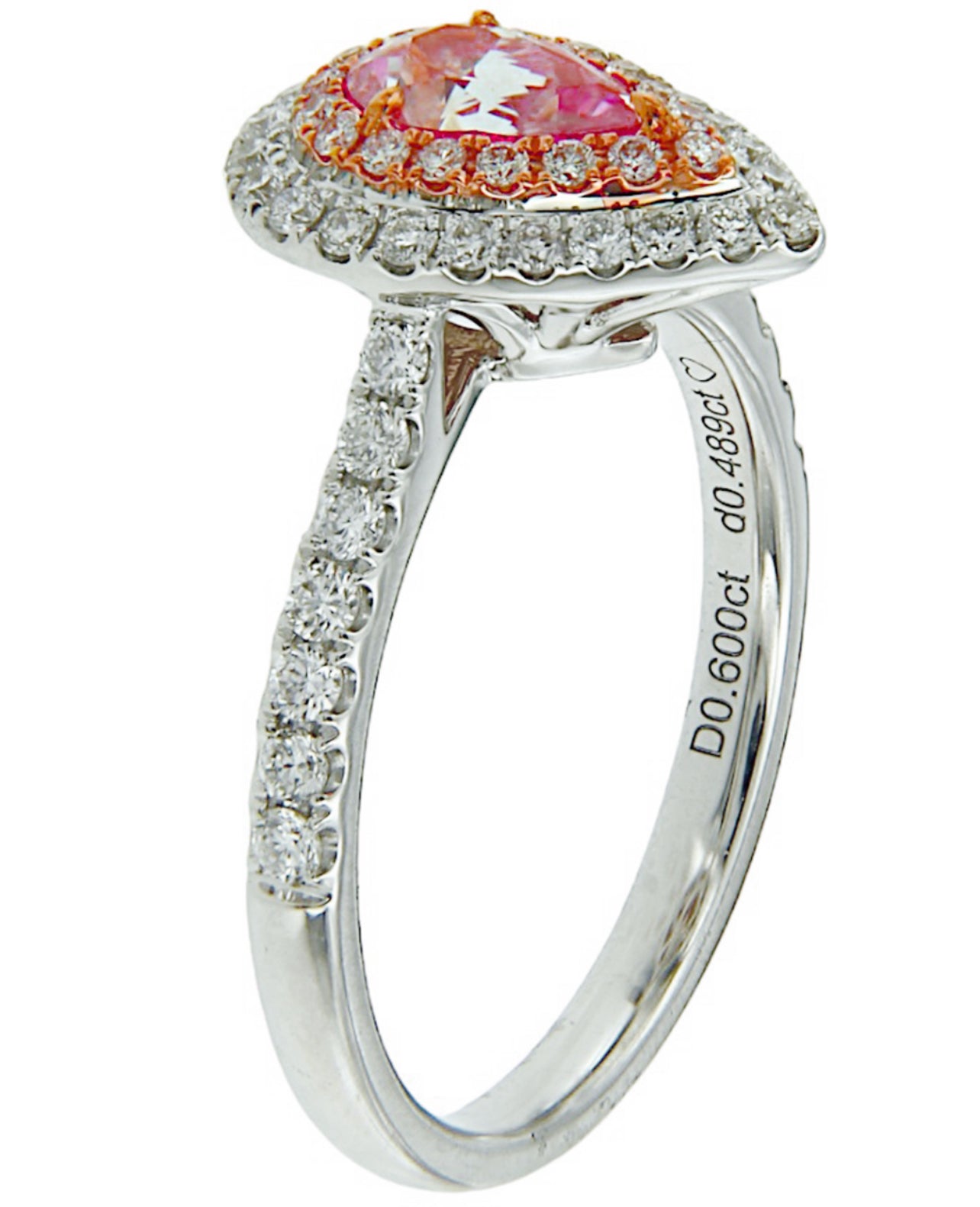 0.60CT PINK PEAR DIAMONDS RING GIA