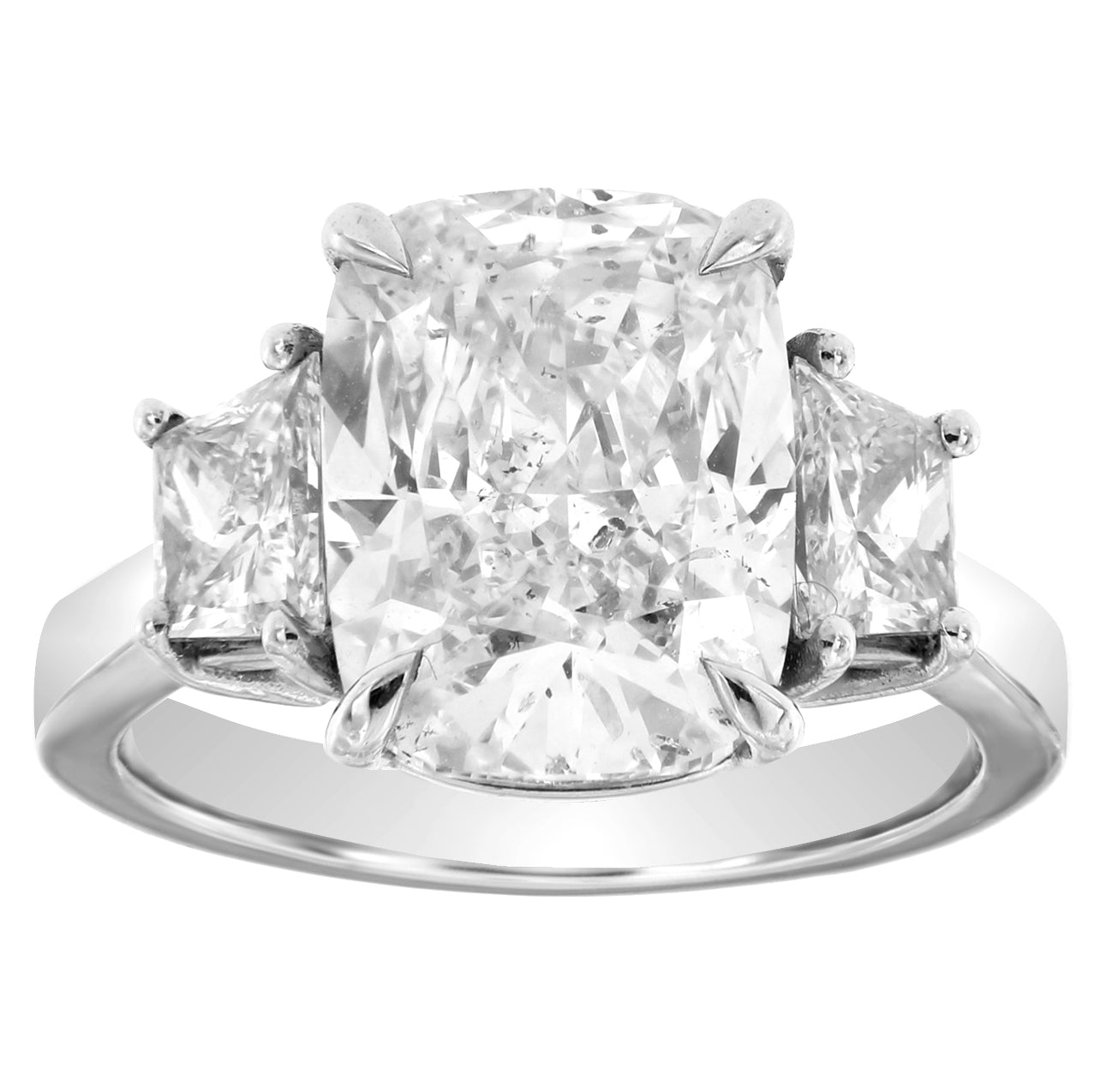 5.42CT ELONGATED CUSHION WHITE DIAMOND RING