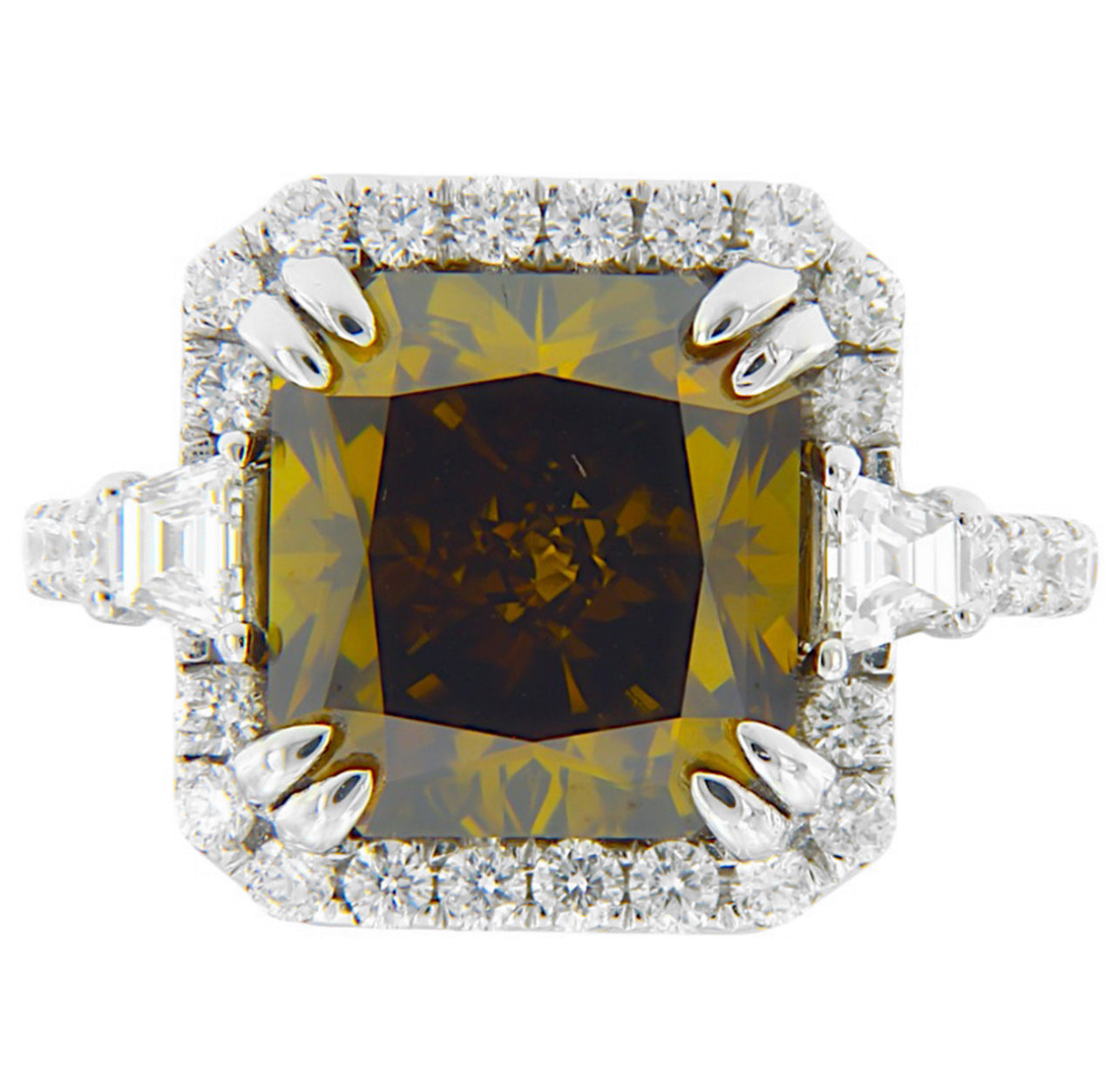 8.01CT DARK GREEN RADIANT RING GIA