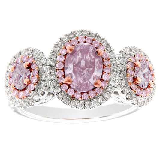 1.02CT LIGHT PINK OVAL DIAMOND RING GIA