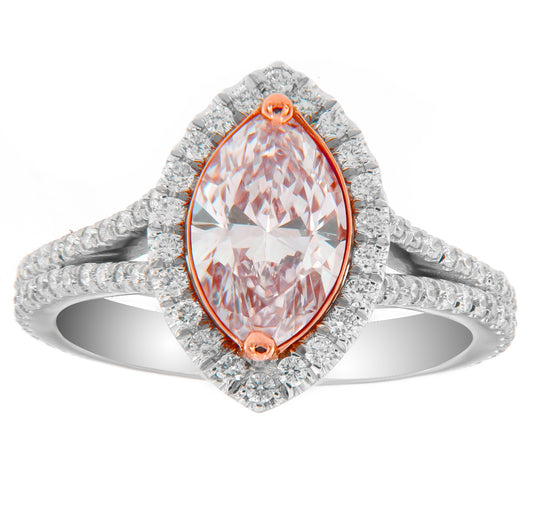 1.51CT VERY LIGHT PINK MARQUISE DIAMOND RING GIA